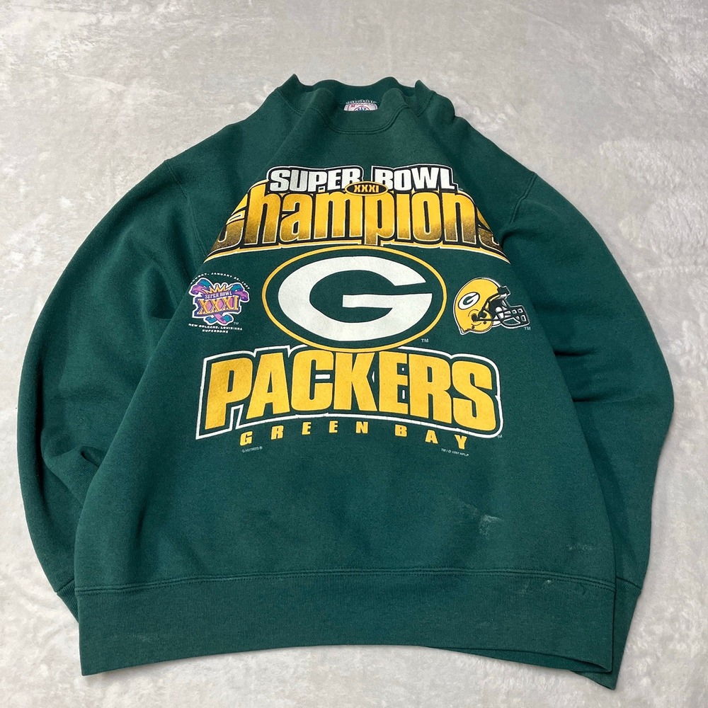 Vtg Green Bay Packers Super Bowl XXXI Champions Sweatshirt Made in USA Mens M